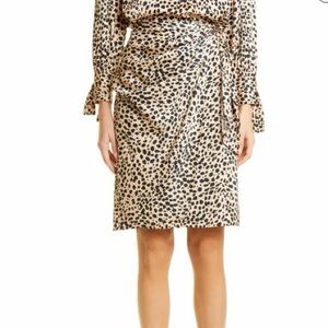 Hugo Boss Vedina Satin Leopard Spot Animal Print Faux Skirt, 18